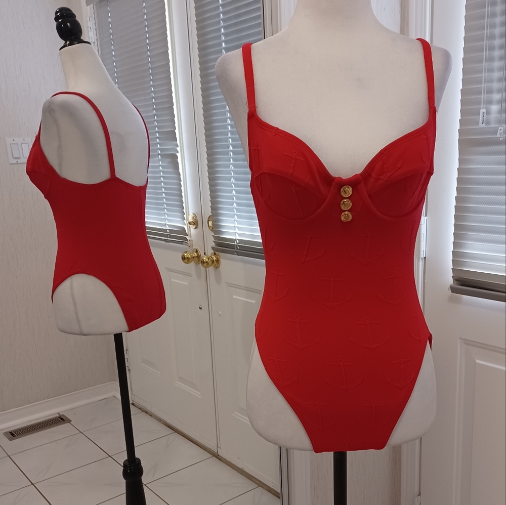 Red Nautical Swimsuit - Size 8